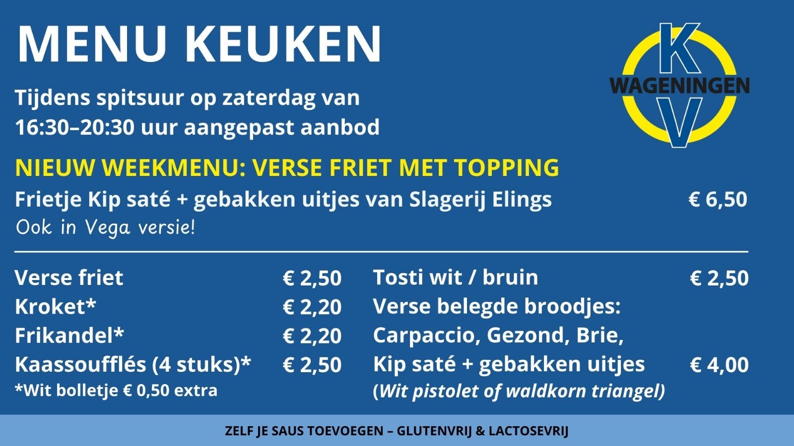 Help mee in de keuken tijdens de wedstrijden van 1 en 2