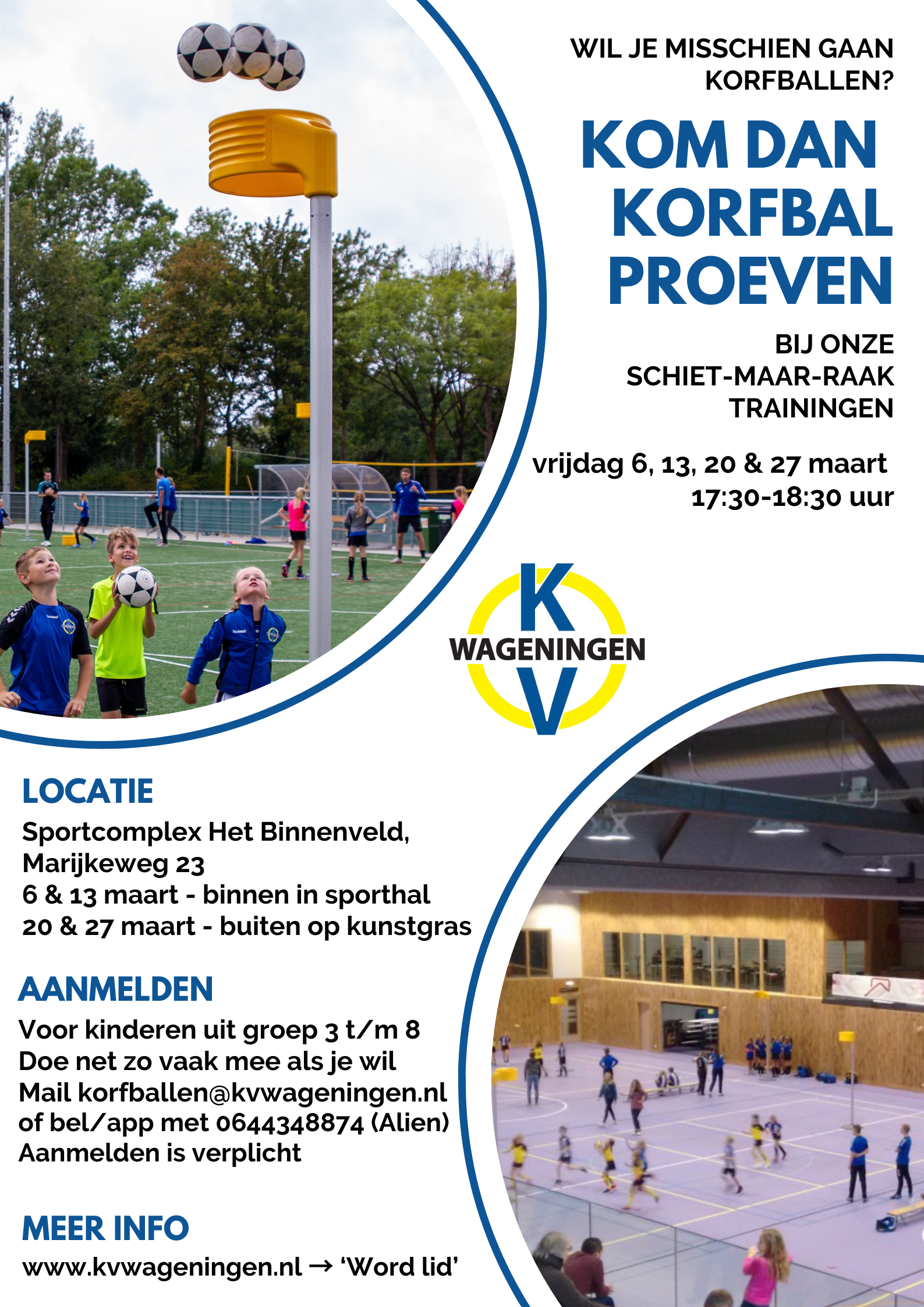 Kennismaken met korfbal: schiet-maar-raak trainingen in maart